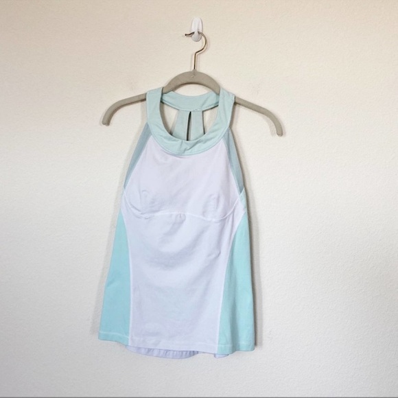 - Lululemon Athletica Blue and White Sleeveless Backless Tank Top - Picture 9 of 10